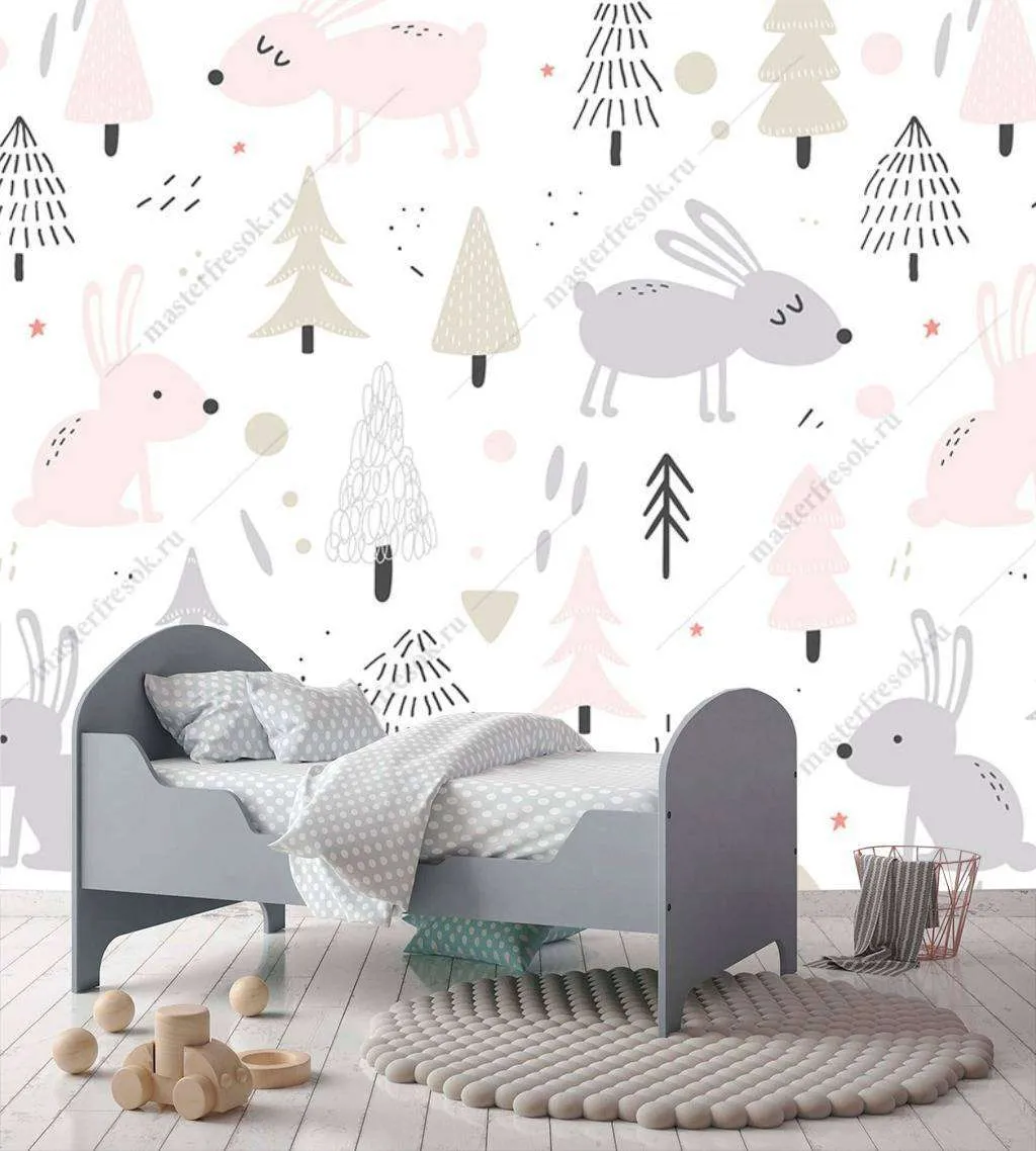 Фотообои в интерьере лес рисунок  12-709 фото