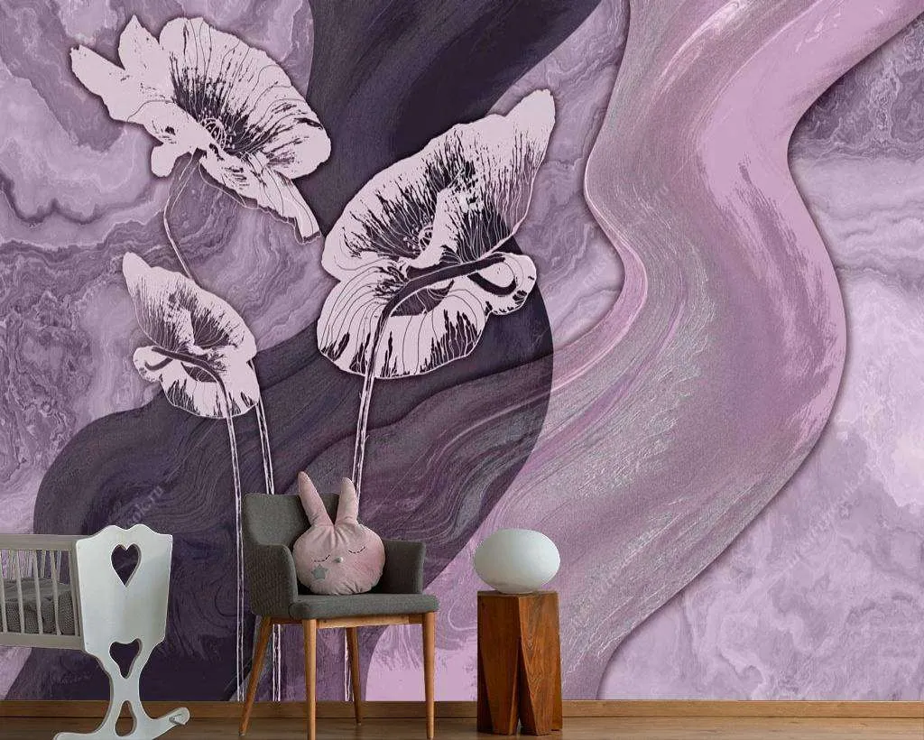 Фотообои в интерьере фиолетовая гладь  13-096 фото