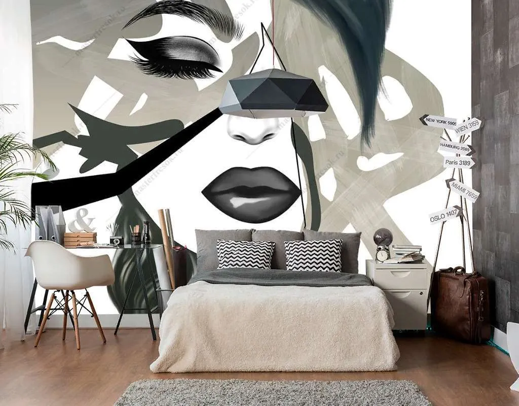 Фотообои Бесшовные обои на стену:  Лицо девушки. Артикул: 9-1808  