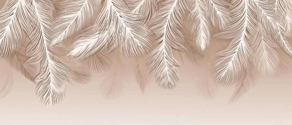 Фотообои в интерьере бежевые листья пальмы  9-1201 фото