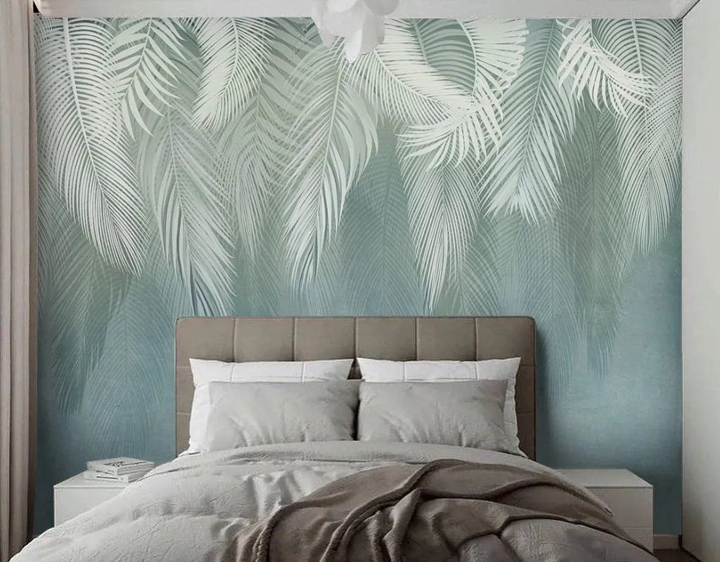 Фотообои в интерьере ветви пушистые изумрудные  9-2113 фото