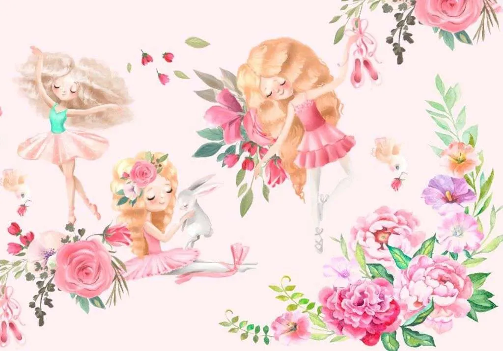 Фотообои в интерьере девочки в цветах  14-022 фото