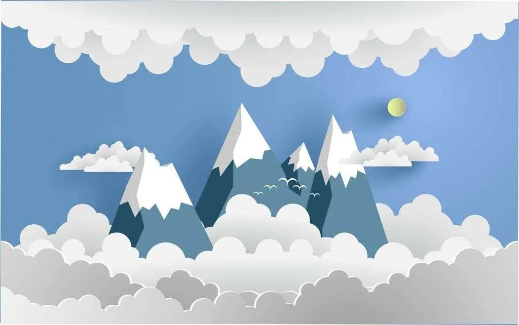 Фотообои в интерьере 3д горы в облаках  12-861 фото