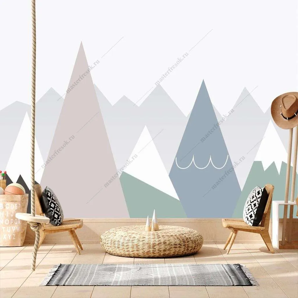 Фотообои в интерьере снежные горы  14-640 фото