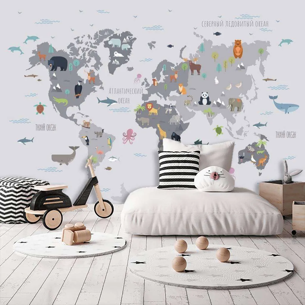 Фотообои Карта с названием материков  15-331