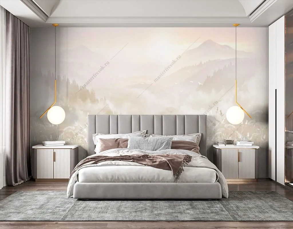 Фотообои Полевые цветы в тумане  13-601