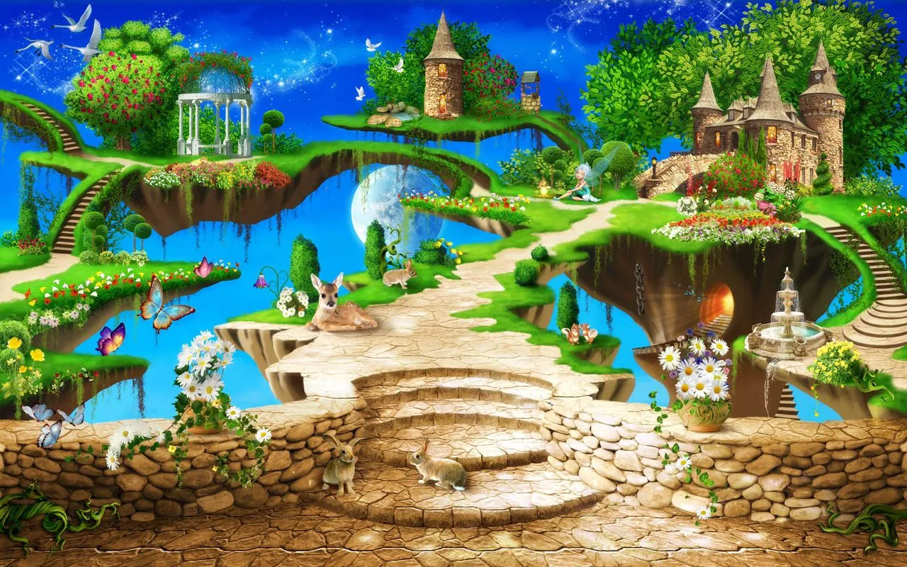 Фотообои в интерьере парящие сады  19-0188 фото