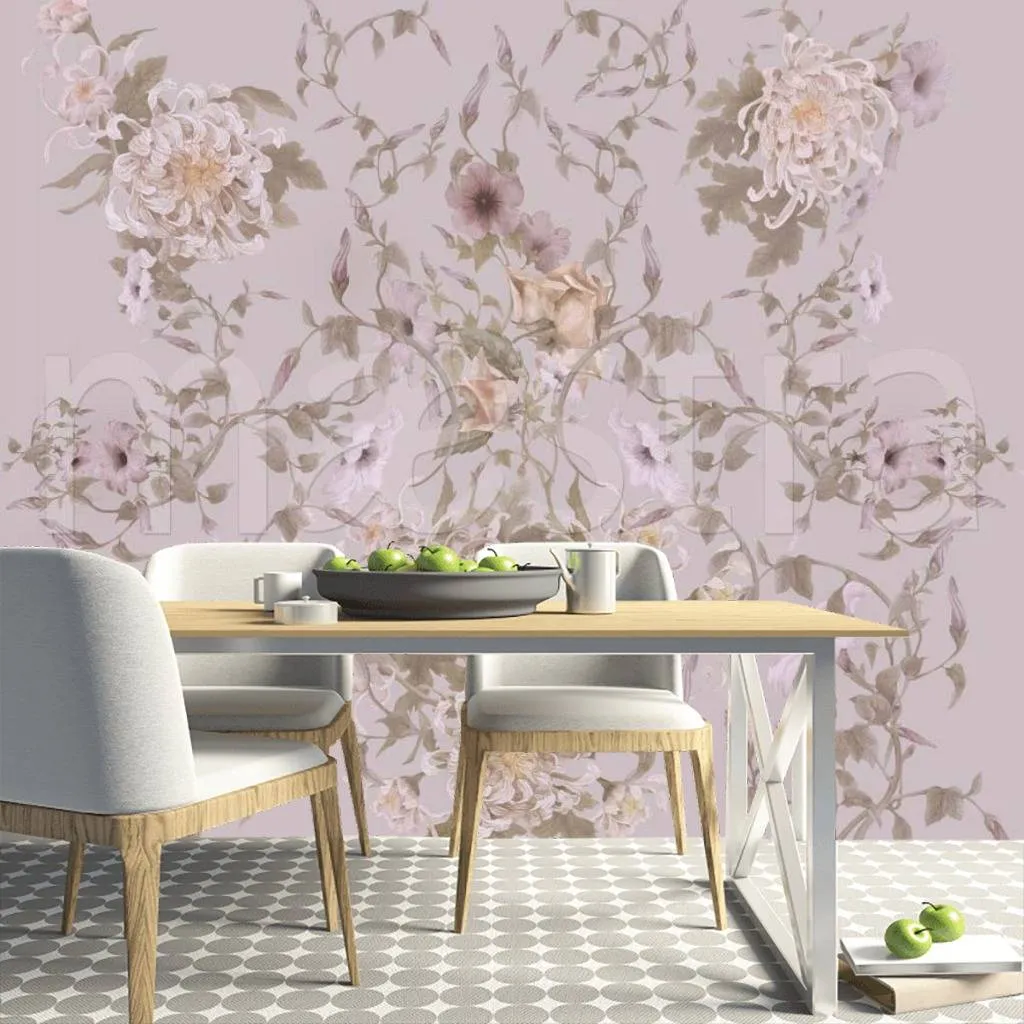 Фотообои в интерьере нежный цветочный узор  7-529 фото