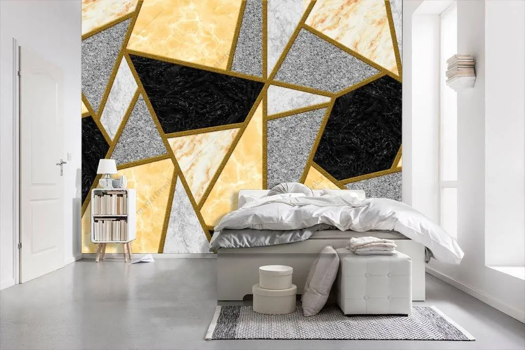 Фотообои в интерьере геометрический рисунок  10-678 фото