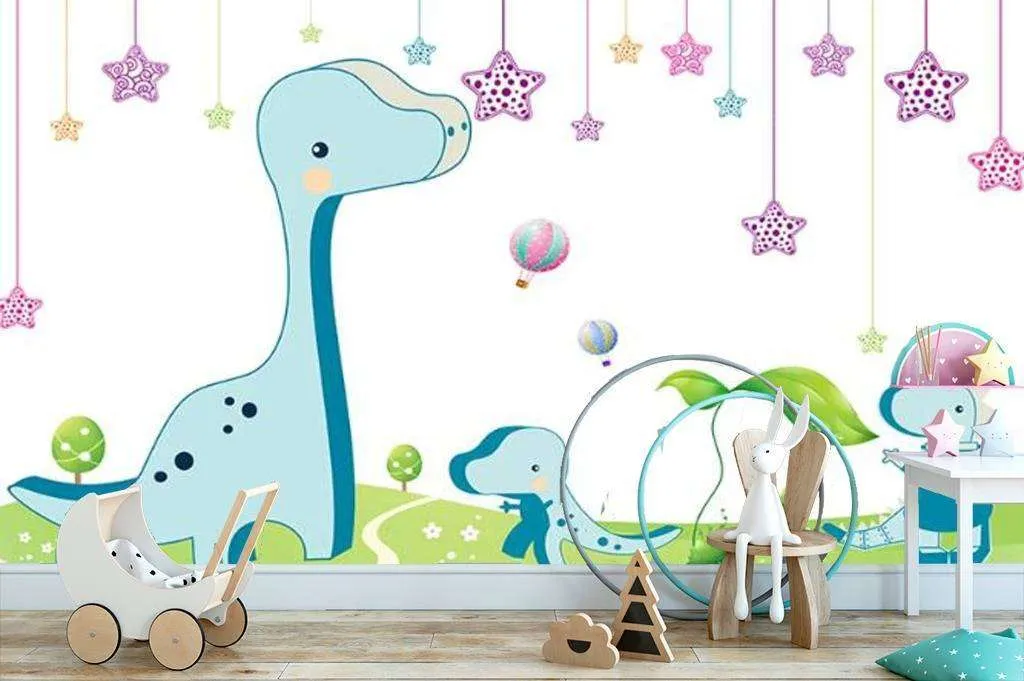 Фотообои в интерьере семейство динозавров  15-639 фото