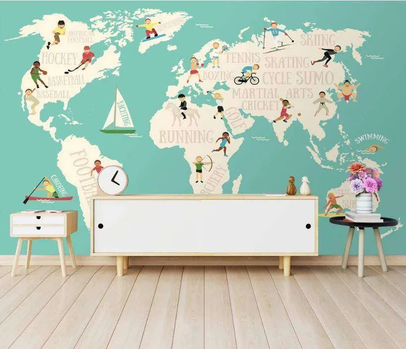 Фотообои Карта на зеленом фоне  15-050