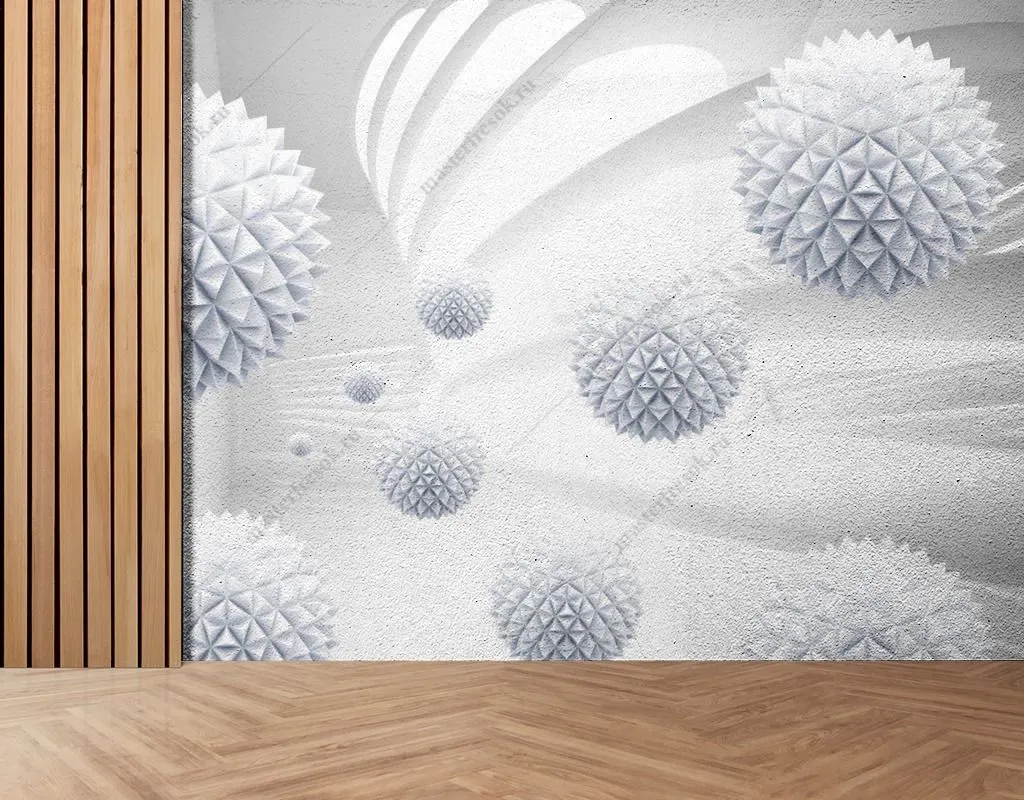 Фотообои в интерьере колючие сферы  14-295 фото