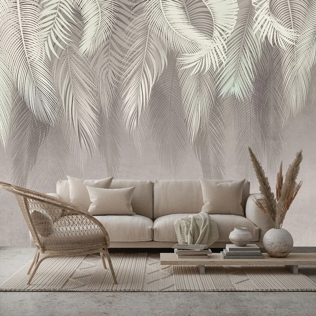 Фотообои в интерьере ветви пушистые серые  9-2114 фото