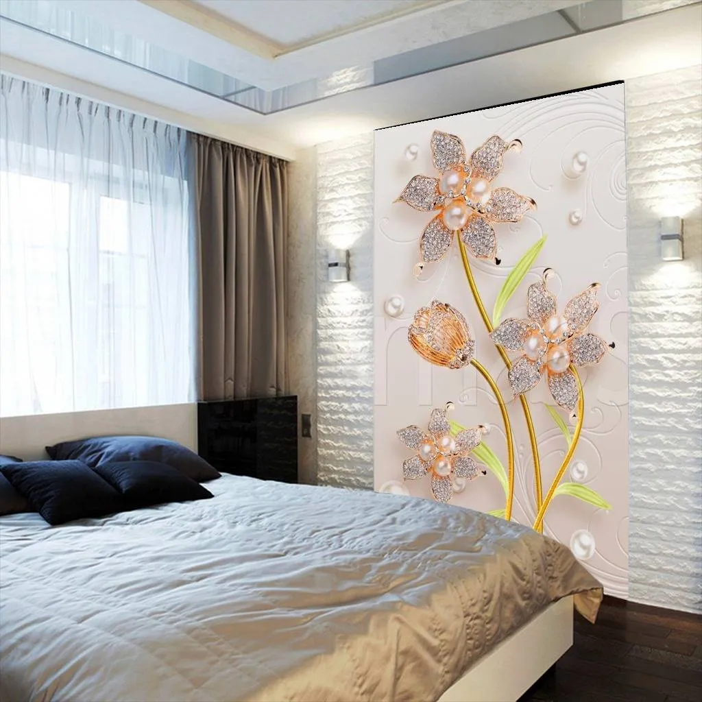 Фотообои 3д цветы в дымке на желтом фоне  10-531