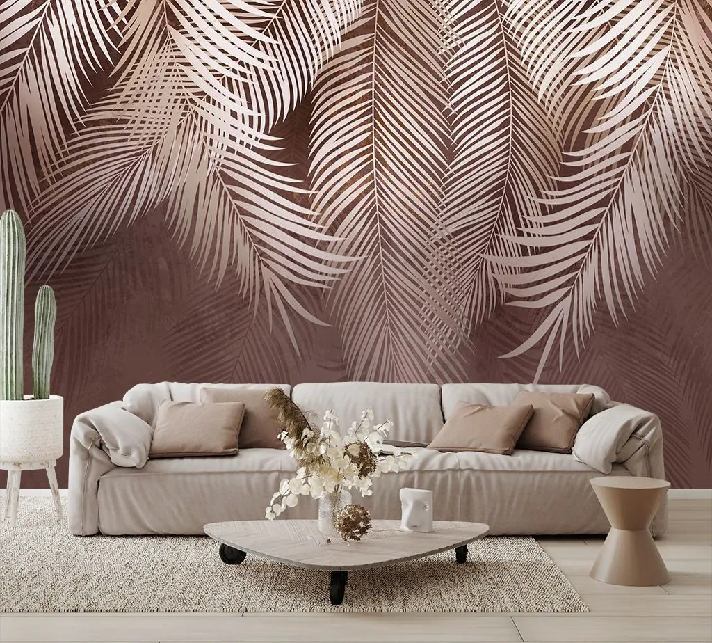 Фотообои в интерьере листья пальмы яркие  9-1768 фото