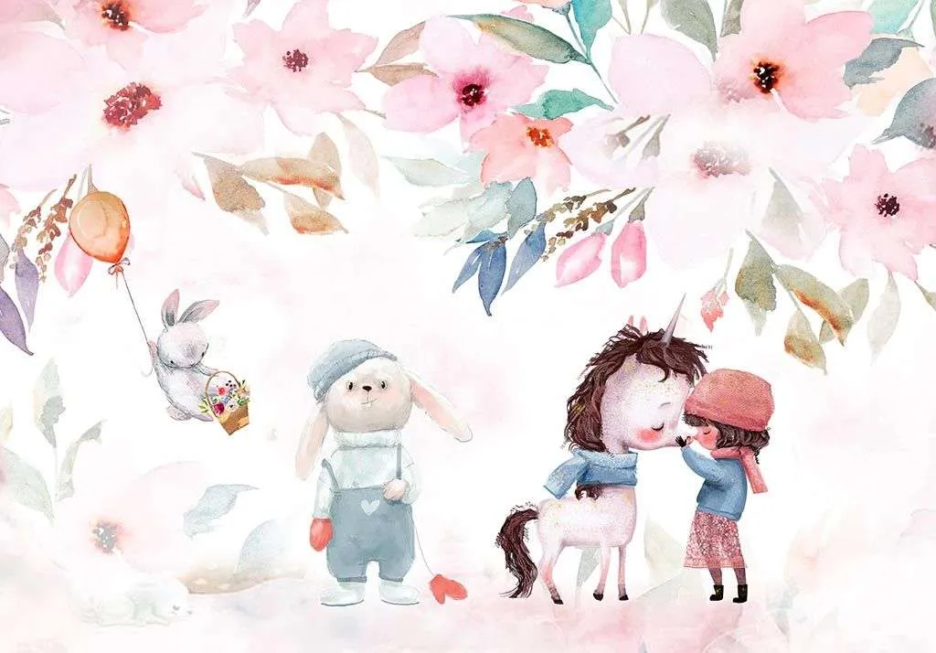 Фотообои в интерьере девочка и пони  14-002 фото