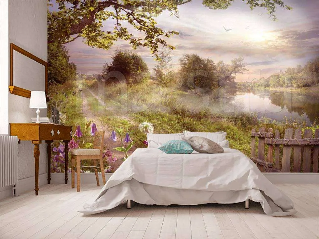 Фотообои в интерьере пейзаж летний  7-229 фото