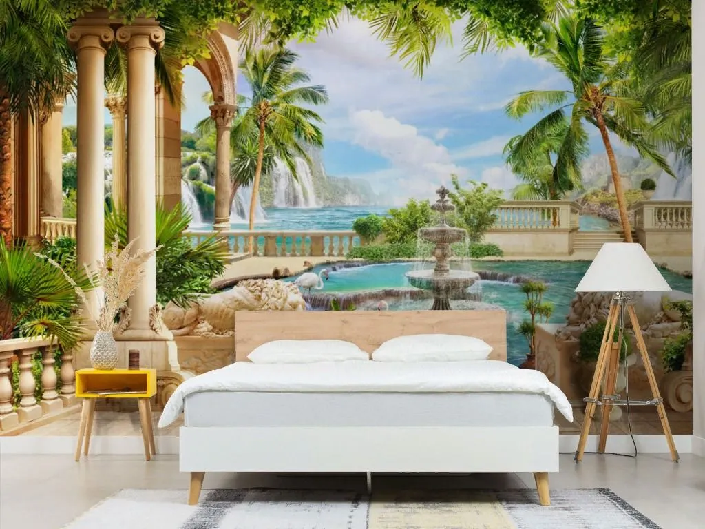 Фотообои в интерьере фонтан во дворце  19-0017 фото