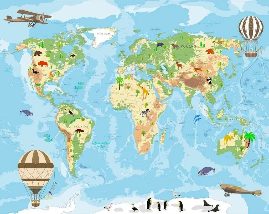 Фотообои в интерьере атлас мира карта  14-178 фото