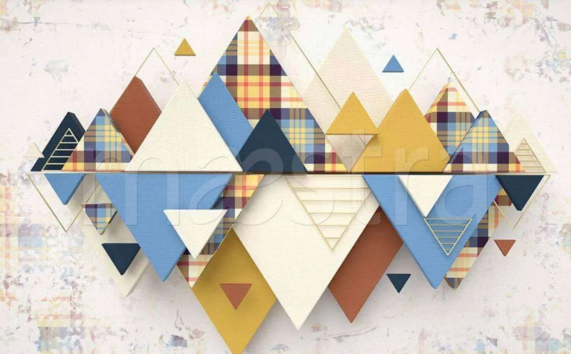 Фотообои в интерьере геометрический трехмерный треугольник  15-020 фото