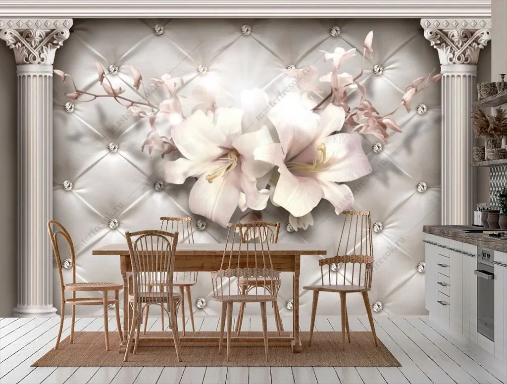 Фотообои в интерьере лилии в стиле барокко  10-979 фото