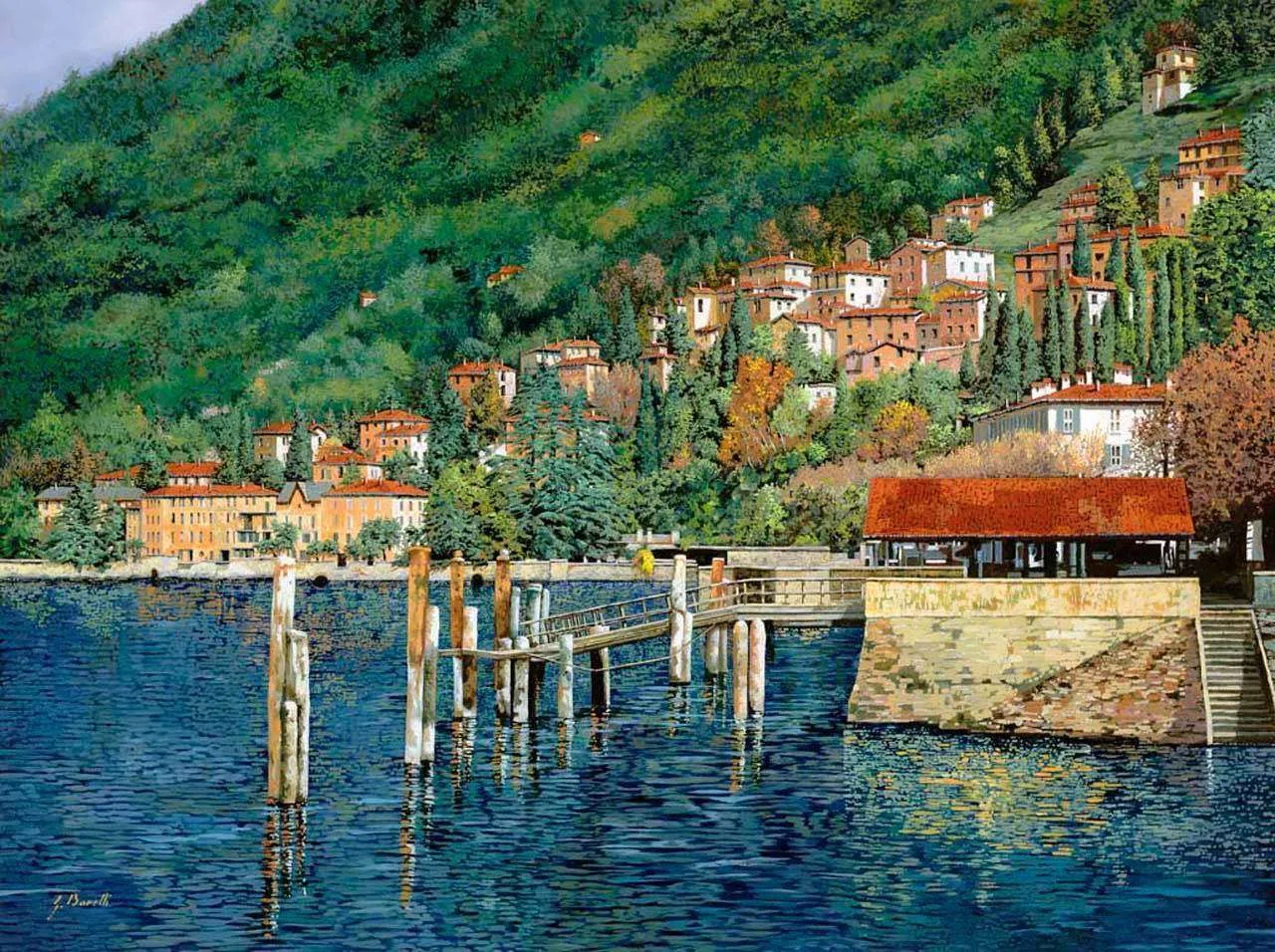 Фотообои в интерьере залив в чудном синем море рядом с горами  8-095 фото