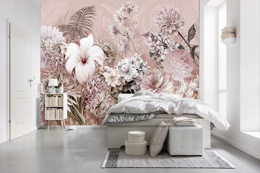 Фотообои Нежные цветы на розовом фоне  13-068