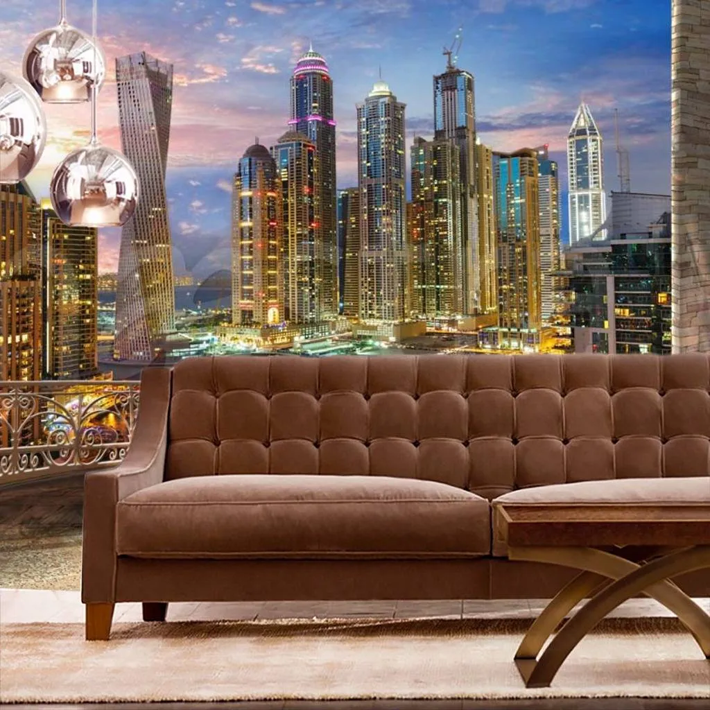 Фотообои Ночной город в интерьере 2  7-569