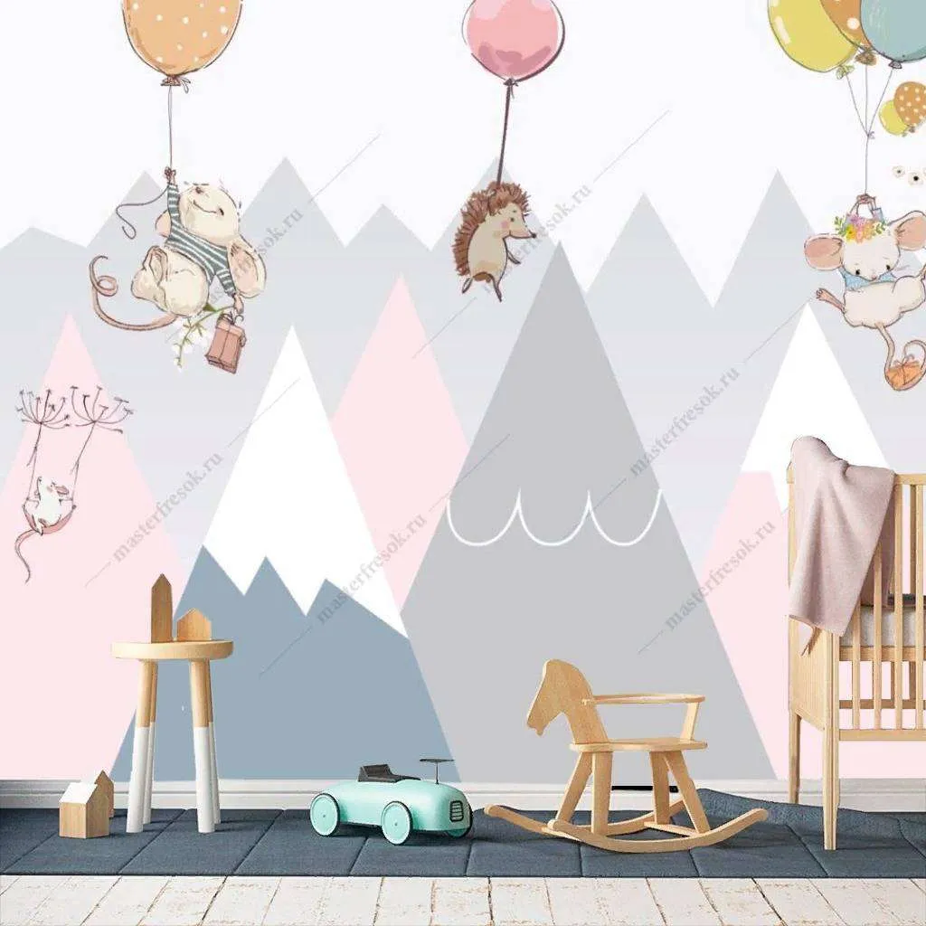 Фотообои в интерьере розовые горы  12-1159 фото