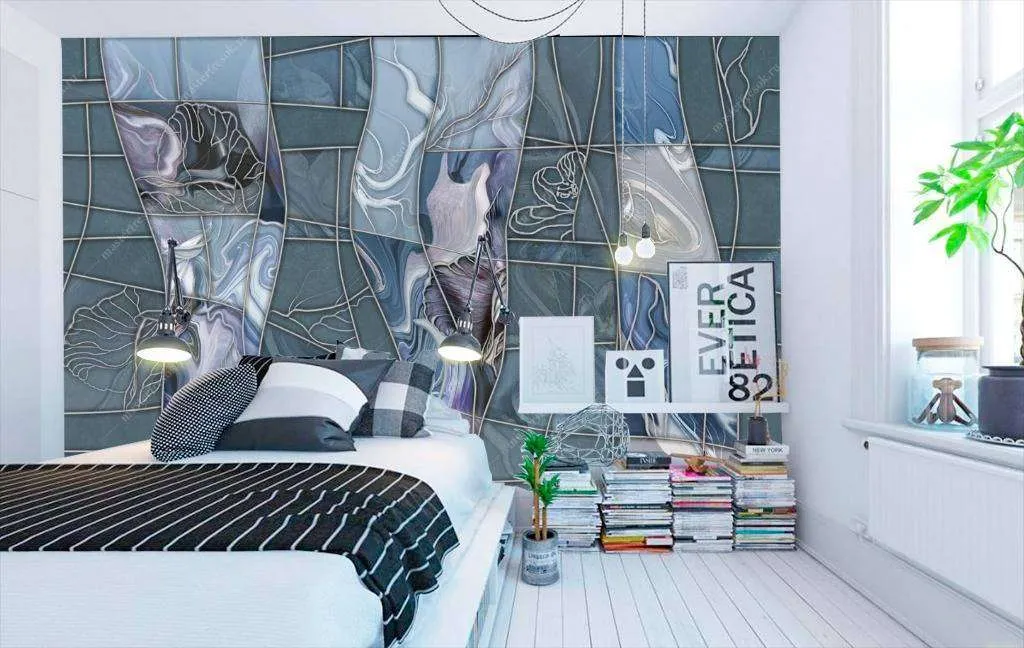 Фотообои в интерьере размытые цветы  13-105 фото