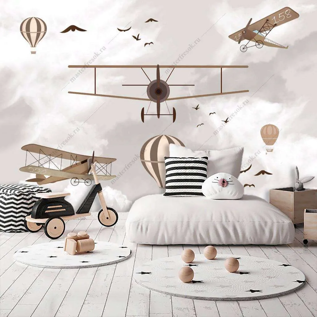 Фотообои в интерьере самолеты в небе  12-812 фото