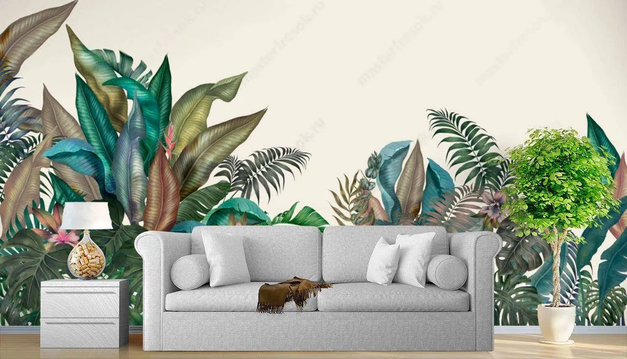 Фотообои Бесшовные обои на стену:  Тропический принт. Артикул: 13-181  