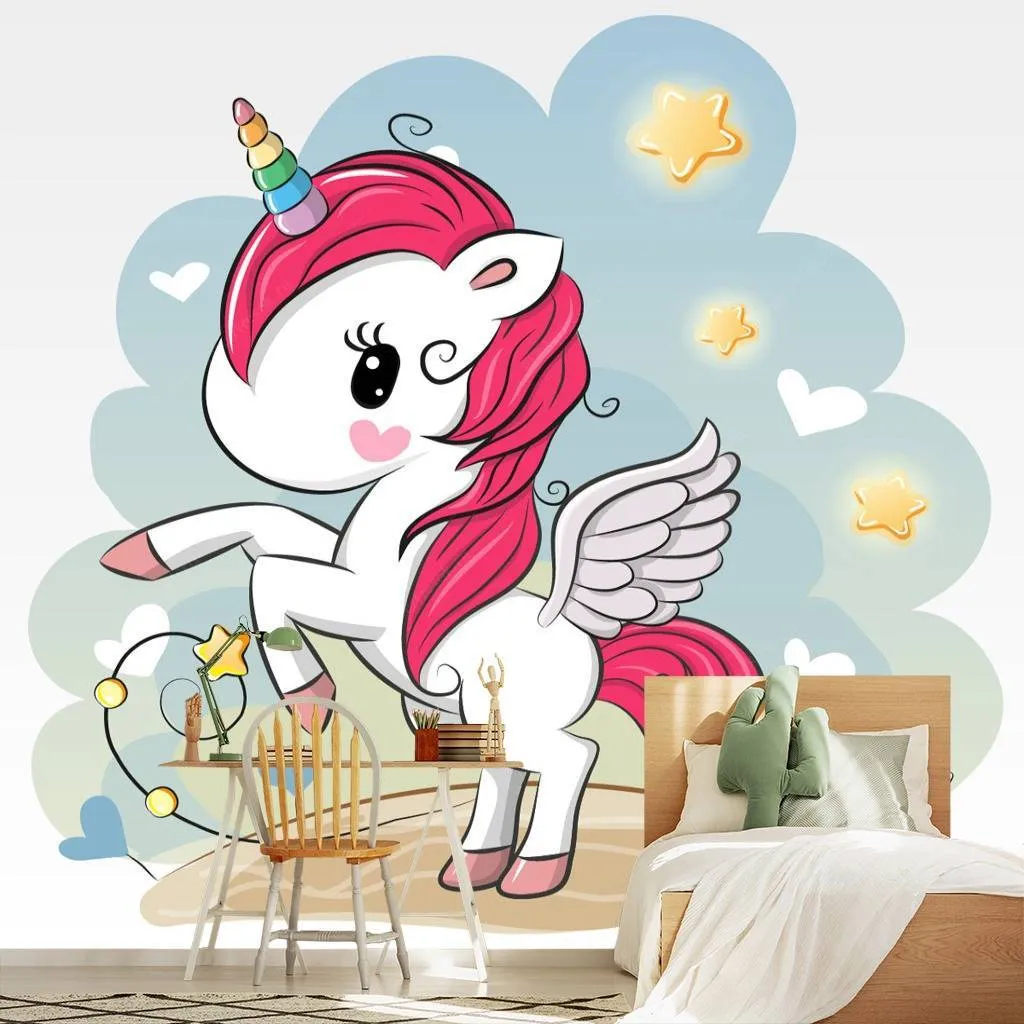 Фотообои Единорог и сердечки  12-595