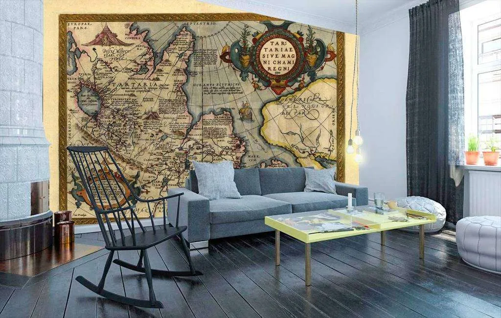 Фотообои в интерьере старинная карта острова на английском языке  9-423 фото