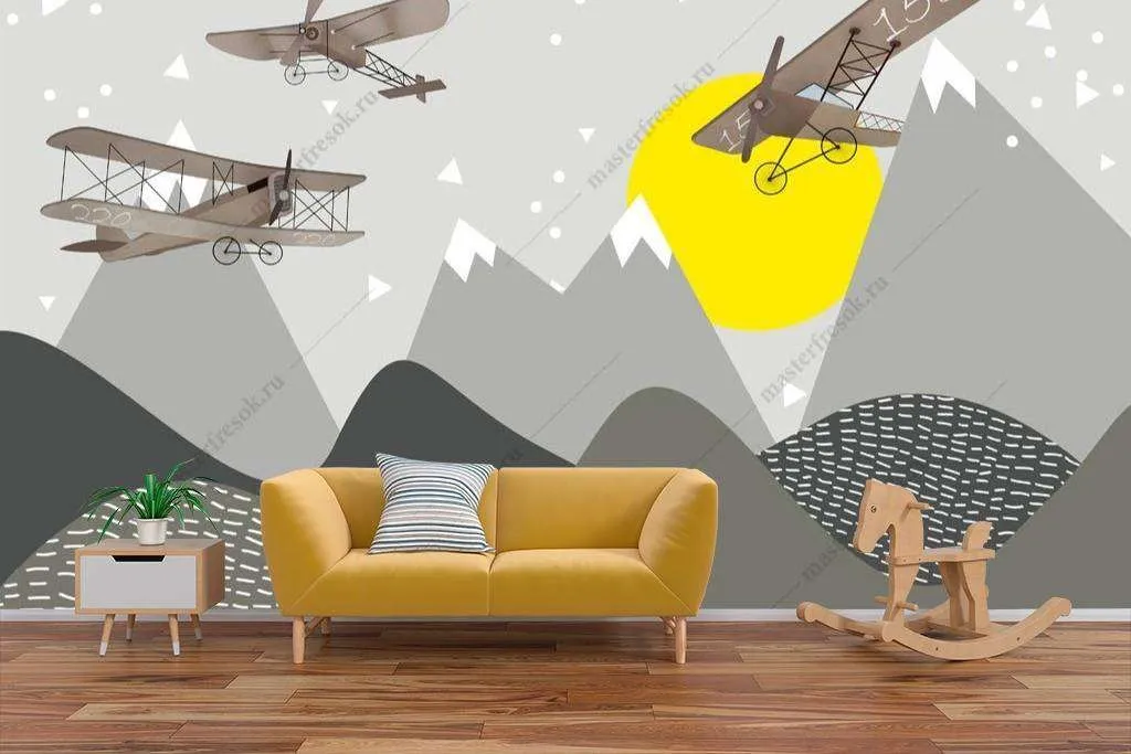 Фотообои в интерьере самолет иллюстрация  12-1138 фото