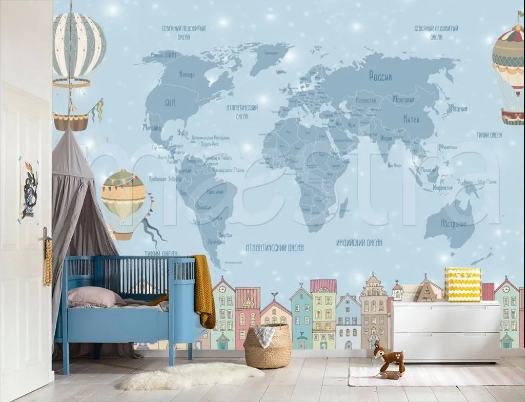 Фотообои Карта русская с домиками  12-502