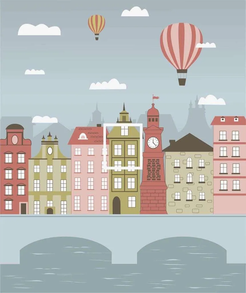 Фотообои в интерьере с домиками  12-837 фото