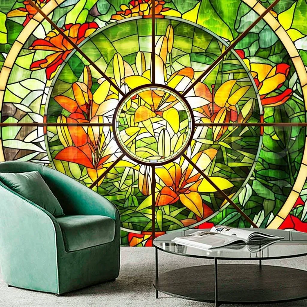 Фотообои Витраж цветы  11-047