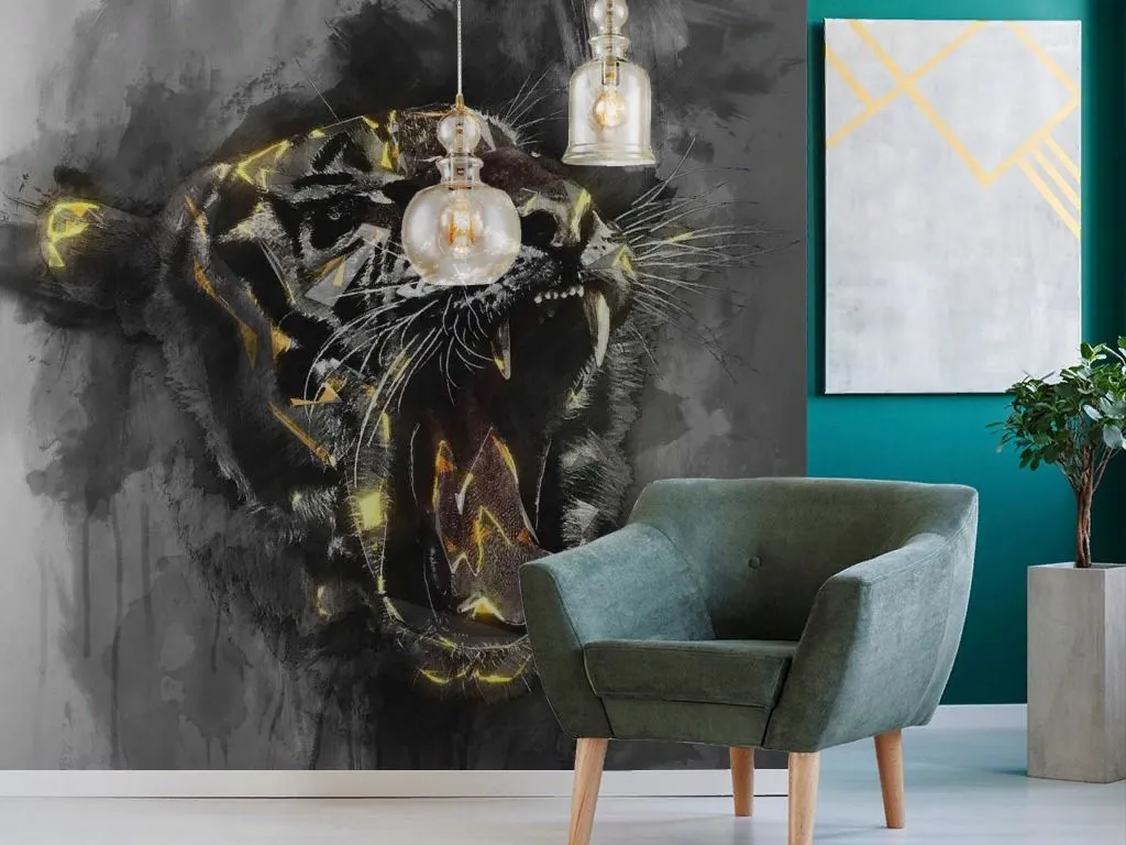 Фотообои Оскал золотого тигра  17-4295