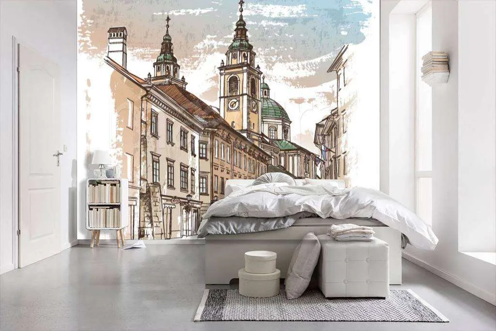 Фотообои Главная улица города рисунок  9-144