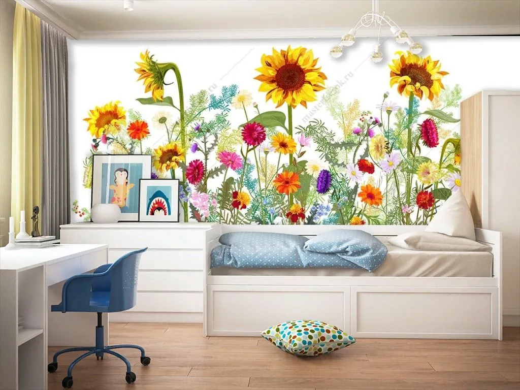 Фотообои в интерьере полевые цветы  9-1722 фото