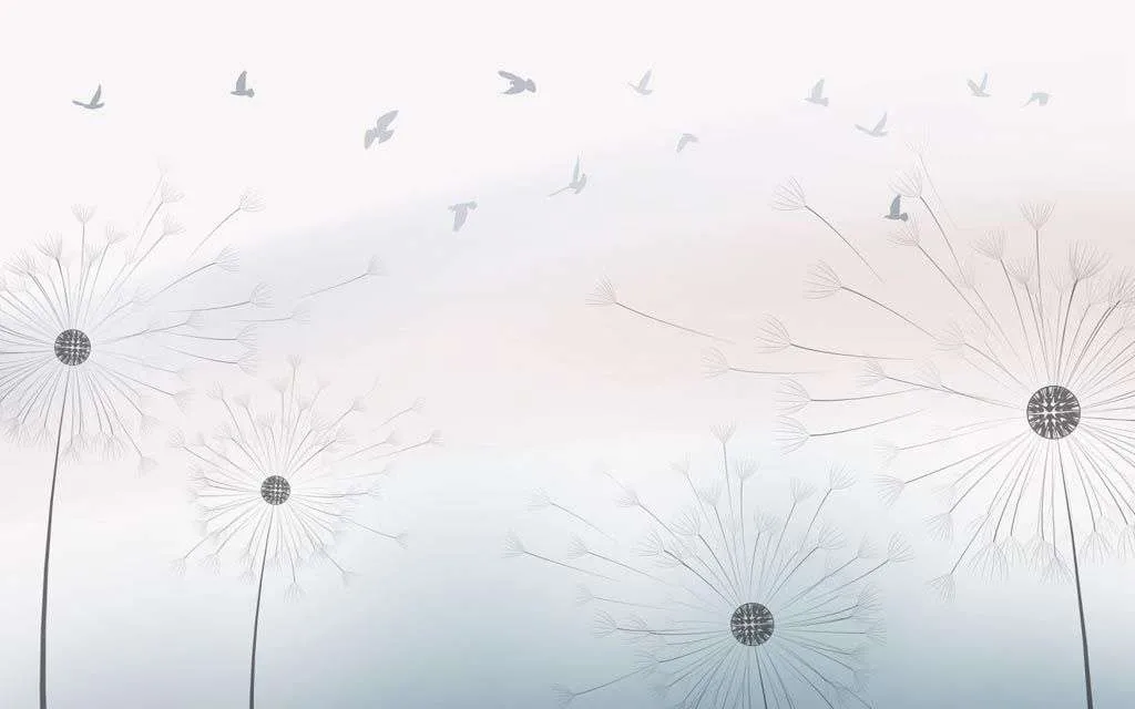 Фотообои в интерьере серые одуванчики  14-407 фото