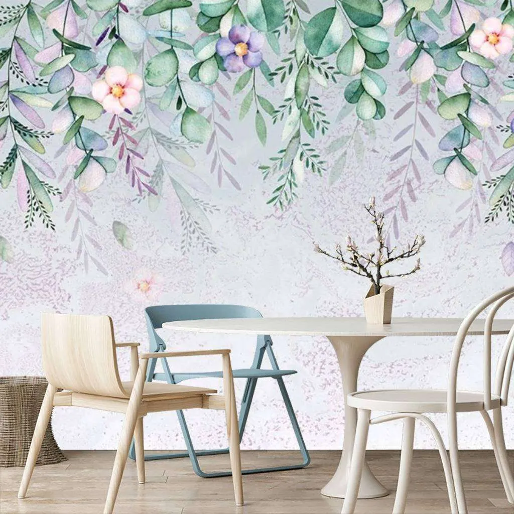 Фотообои в интерьере 3д фон растения  15-471 фото