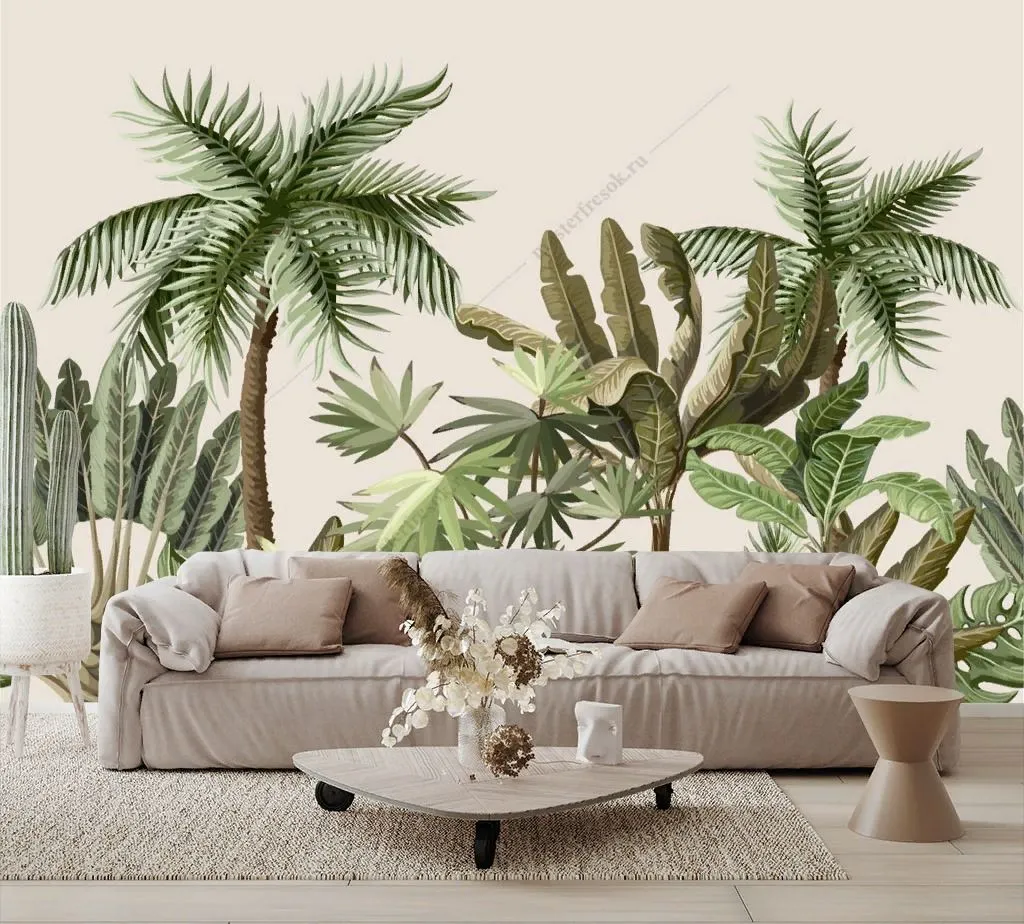 Фотообои в интерьере тропический арт  12-1392 фото