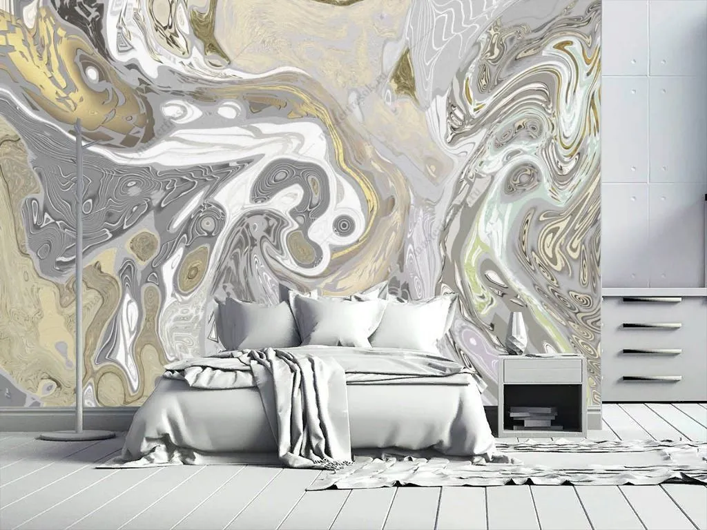 Фотообои Флюид Арт популярный серый  13-606