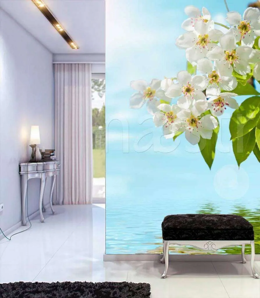 Фотообои Веточка вишни над водой  10-114