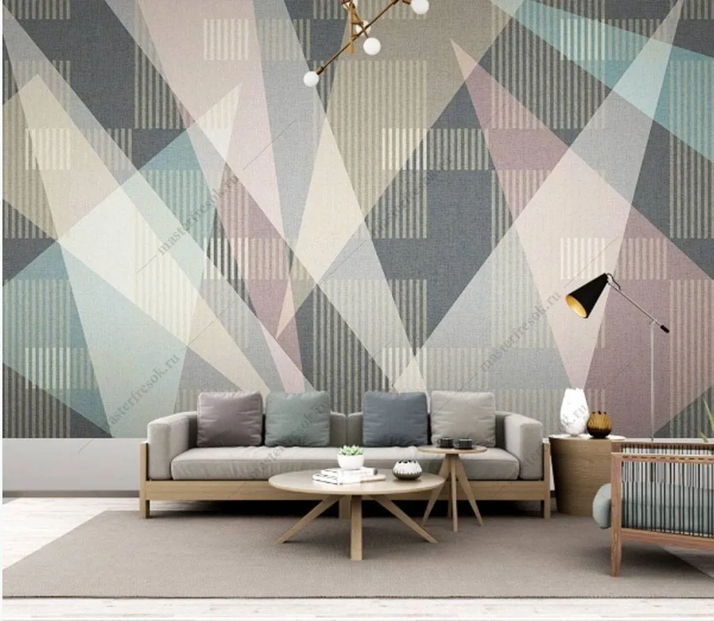 Фотообои в интерьере большие треугольники  15-836 фото