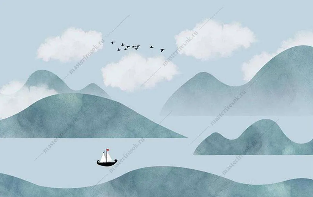 Фотообои в интерьере одинокий парус  16-011 фото