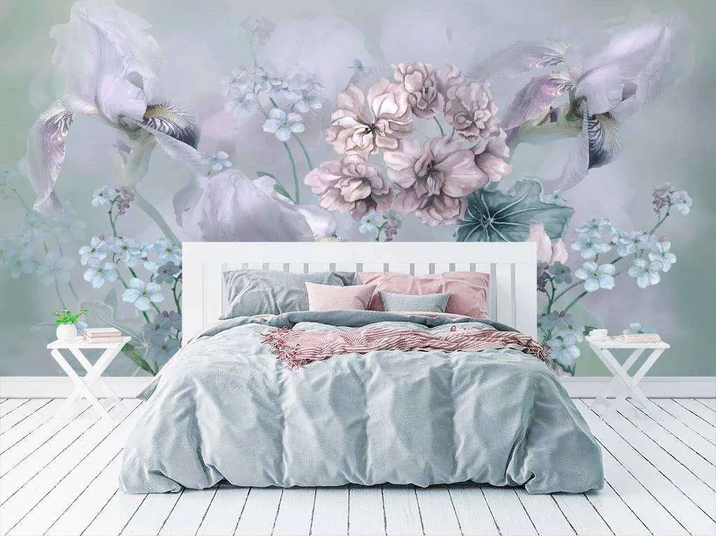 Фотообои в интерьере нежный букет цветов  13-258 фото