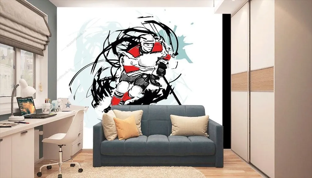 Фотообои Хоккейная зарисовка  14-387